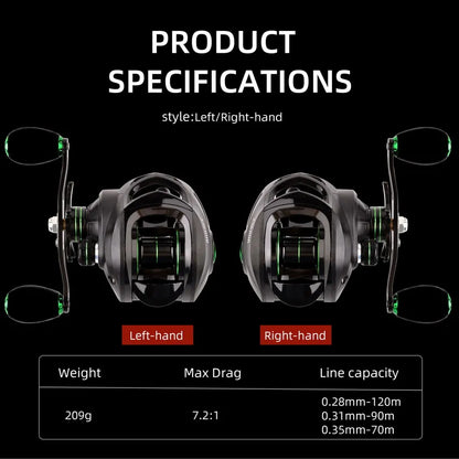 High-Performance All-Metal Baitcasting Reel - 18+1BB, 10Kg Max Drag, 7.2:1 Gear Ratio, Perfect for Fishing Enthusiasts